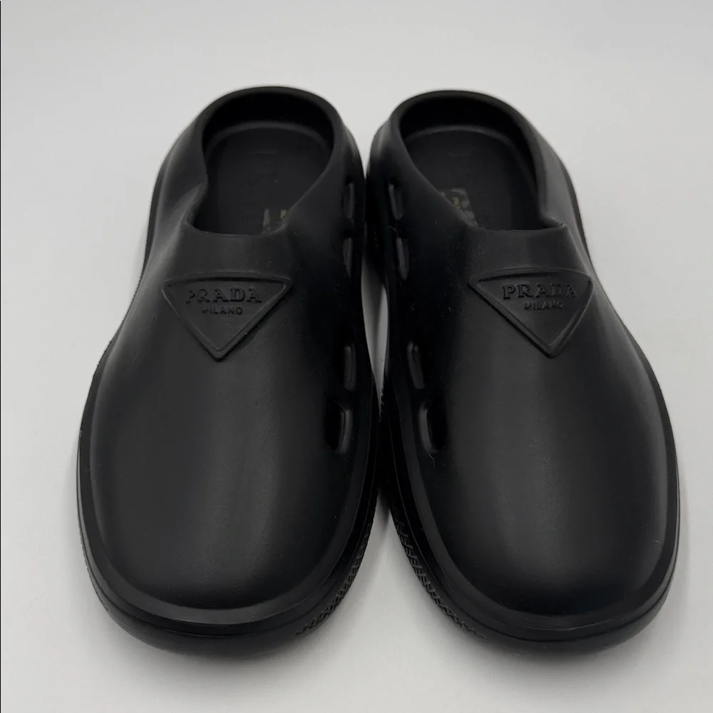 Prada Rubber Black Slip-On Clogs - Picture 2 of 7
